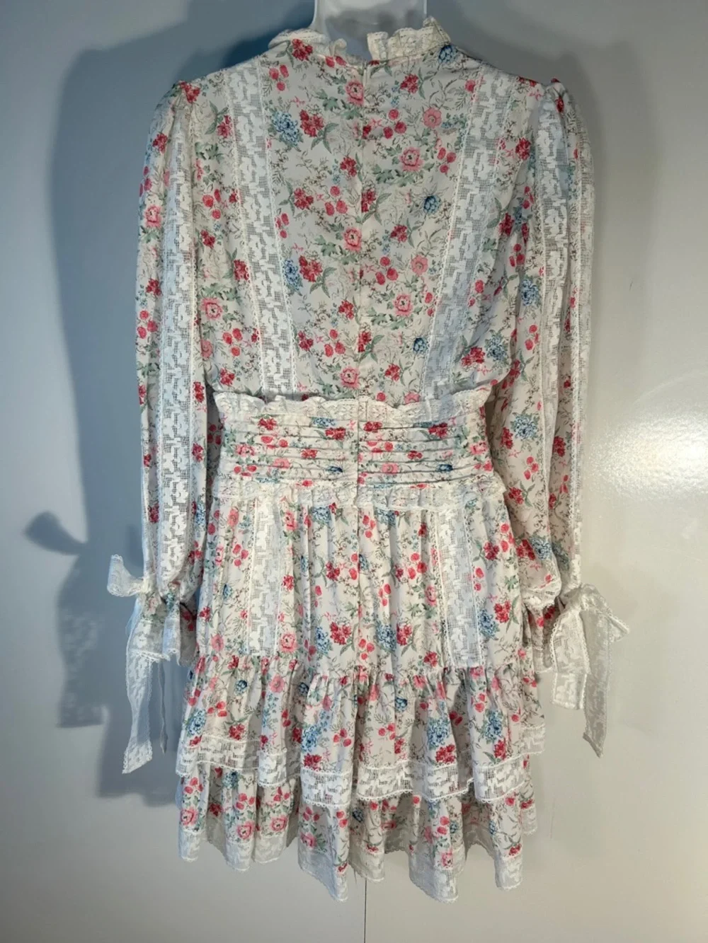 Anthropologie Stellah SZ L White Floral Dress Romantic Cottage Boho Coquette - Picture 11 of 16